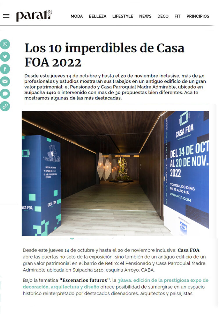 Nota los 10 imperdibles de Casa FOA 2022