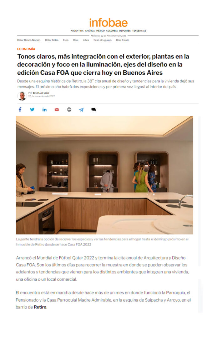 Nota en Infobae - Casa FOA 2022